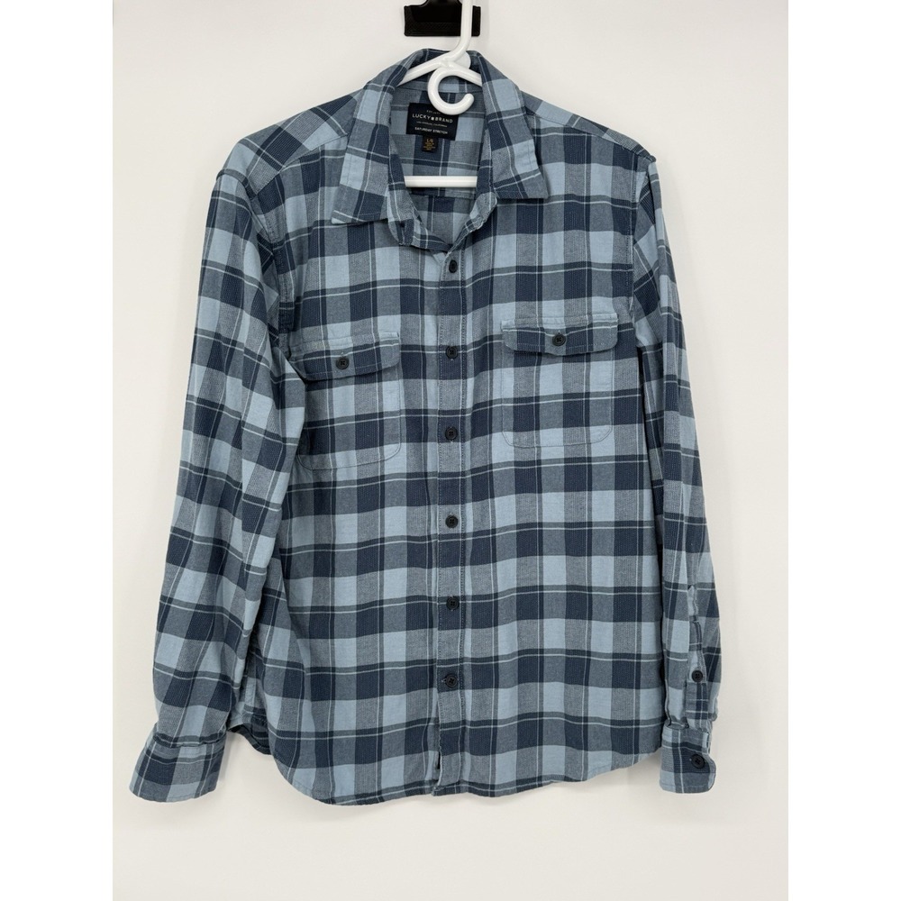 Lucky Brand Men's Blue Plaid Flannel Large